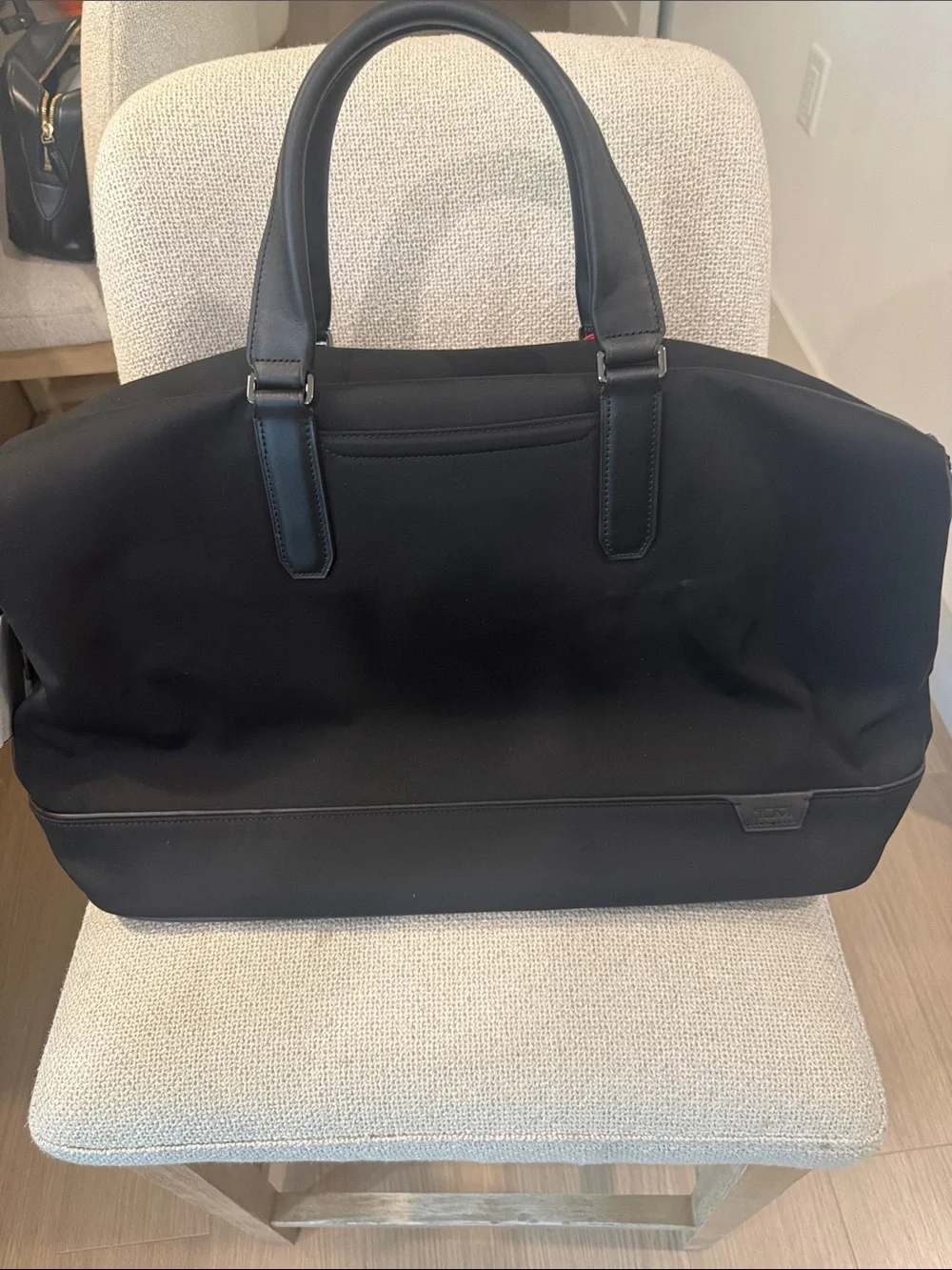 NWT Tumi Black Harrison Duffel with Leather Trim
